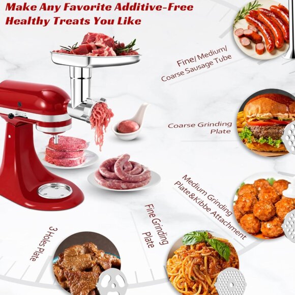 100% Polished Stainless Steel Meat Grinder Attachment for KitchenAid Mixer - Picture 6 of 7